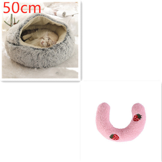 2 In 1 Dog And Cat Bed Pet Winter Bed Round Plush Warm Bed House Soft Long Plush Pets Bed Pet Products - Rokkaku 18 online shop