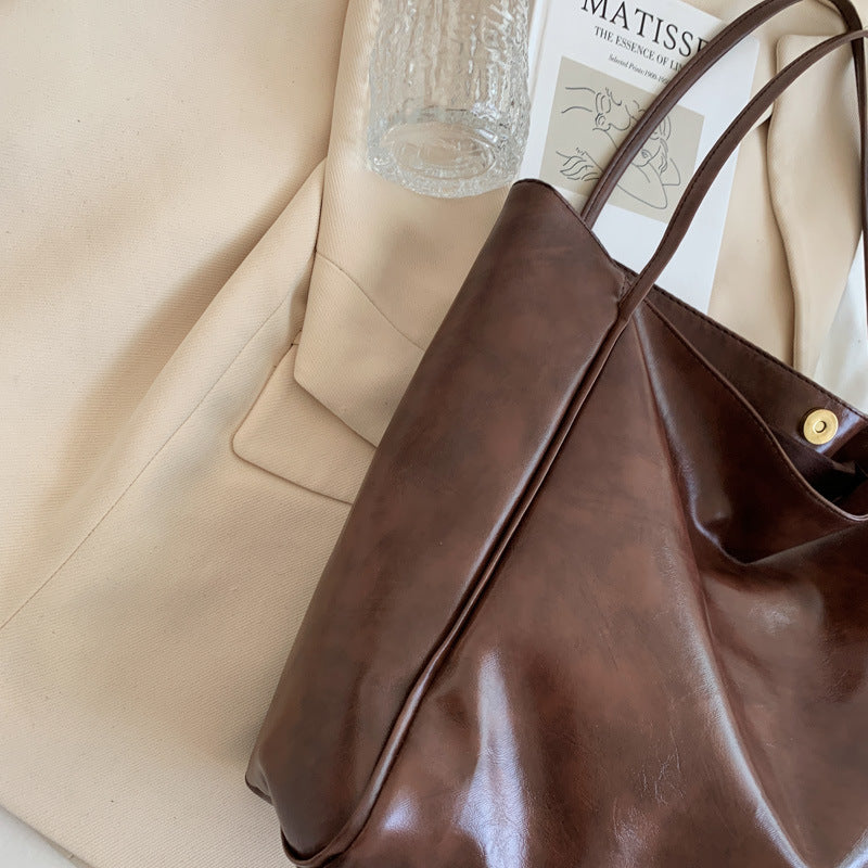 Fashion Handbag New Autumn And Winter Japanese And Korean Large Capacity Soft Leather Shoulder Bag Retro Casual Handbag - Rokkaku 18 online shop