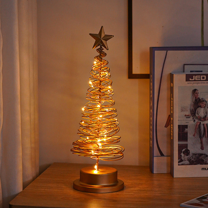 LED Christmas Tree Spiral Light Table Ornament Wrought Iron Xmas Tree Bedroom Desk Lamp Christmas Atmosphere Night Light Decor - Rokkaku 18 online shop