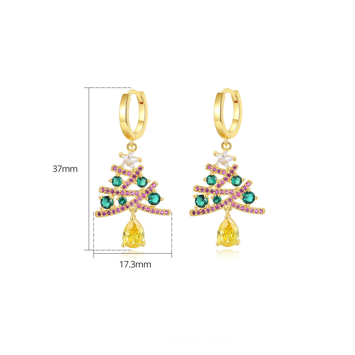 New Christmas Tree Earrings With Colorful Rhinestones Fashion Personality Shining Earrings Gift For Women Jewelry - Rokkaku 18 online shop