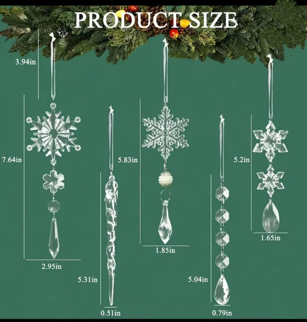 10pcs Christmas Tree Hanging Pendants Acrylic Ice Strip Snow Ceiling Xmas Ornaments New Year Christmas Decoration Home Decor - Rokkaku 18 online shop