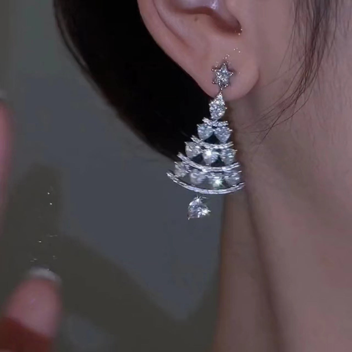 Women's High-quality Silver Needle Christmas Tree Earrings - Rokkaku 18 online shop