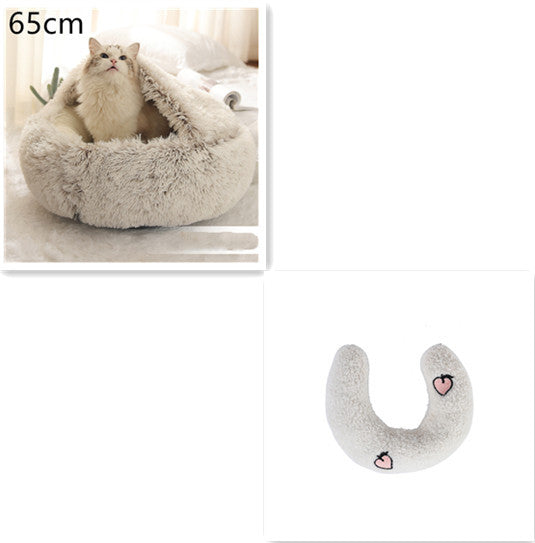 2 In 1 Dog And Cat Bed Pet Winter Bed Round Plush Warm Bed House Soft Long Plush Pets Bed Pet Products - Rokkaku 18 online shop