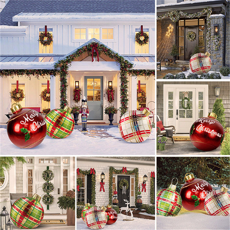 Christmas Ornament Ball Outdoor Pvc 60CM Inflatable Decorated Ball PVC Giant Big Large Balls Xmas Tree Decorations Toy Ball - Rokkaku 18 online shop
