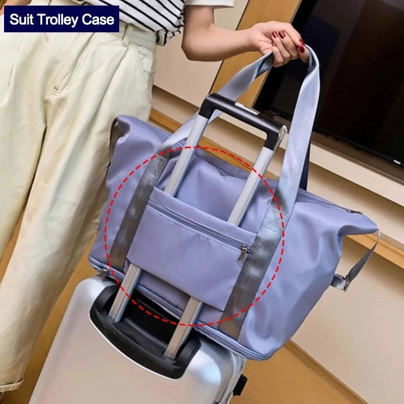 Foldable Storage Travel Bag Waterproof Large Capacity Gym Fitness Bag Weekender Overnight For Women - Rokkaku 18 online shop