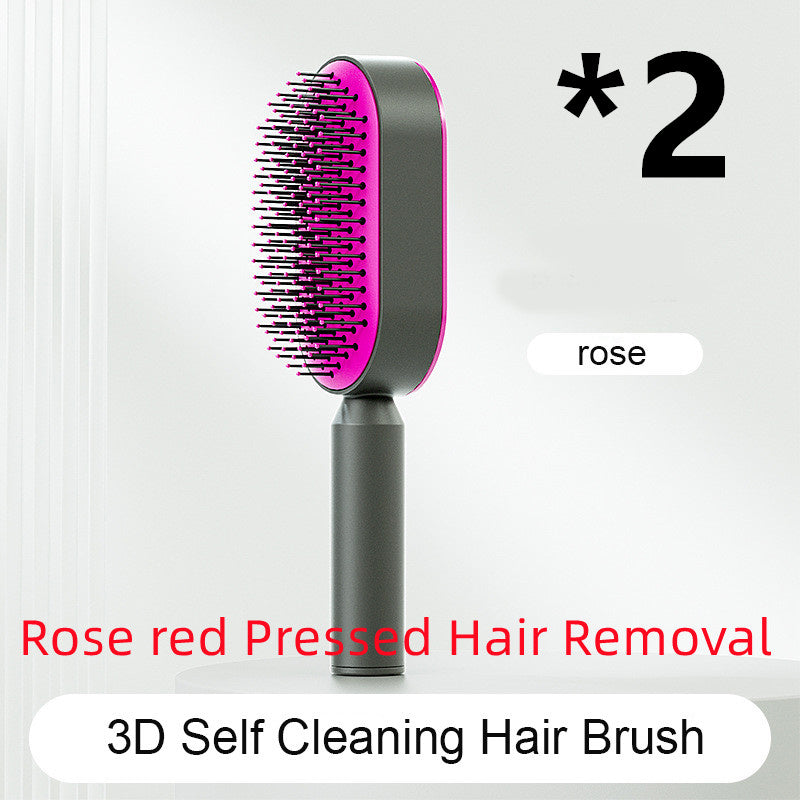 Self Cleaning Hair Brush For Women One-key Cleaning Hair Loss Airbag Massage Scalp Comb Anti-Static Hairbrush - Rokkaku 18 online shop