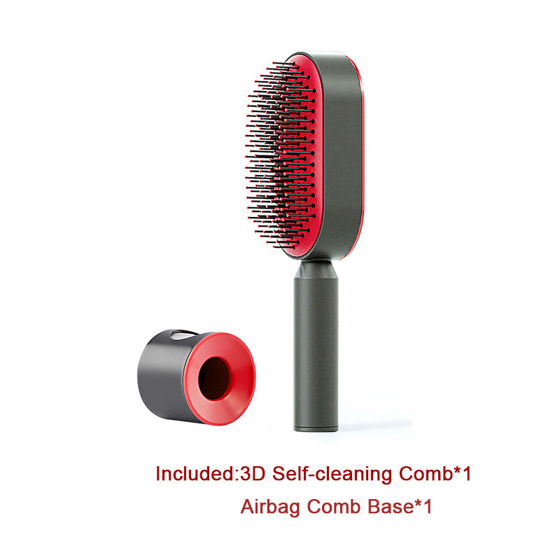 Self Cleaning Hair Brush For Women One-key Cleaning Hair Loss Airbag Massage Scalp Comb Anti-Static Hairbrush - Rokkaku 18 online shop