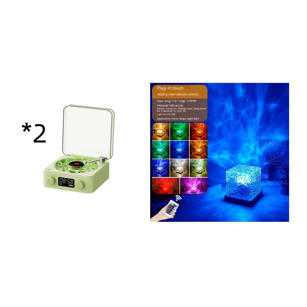 Retro Turntable Speaker Wireless Bluetooth-compatible 5.0 Vinyl Record Player Stereo Sound With White Noise RGB Projection Lamp Effect - Rokkaku 18 online shop