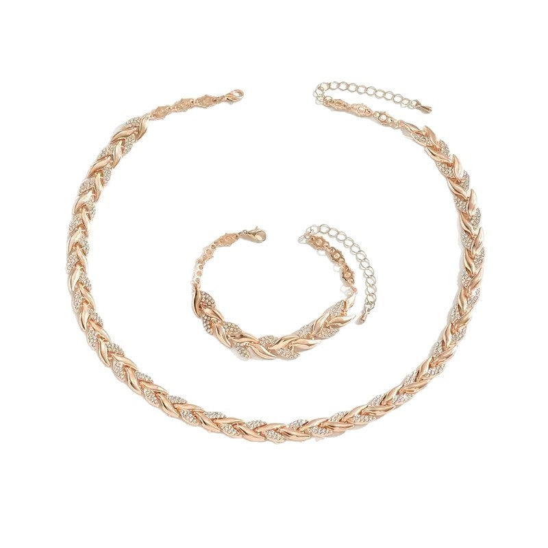 Women's Personality Affordable Luxury Willow Leaf Diamond Bracelet Necklace - Rokkaku 18 online shop