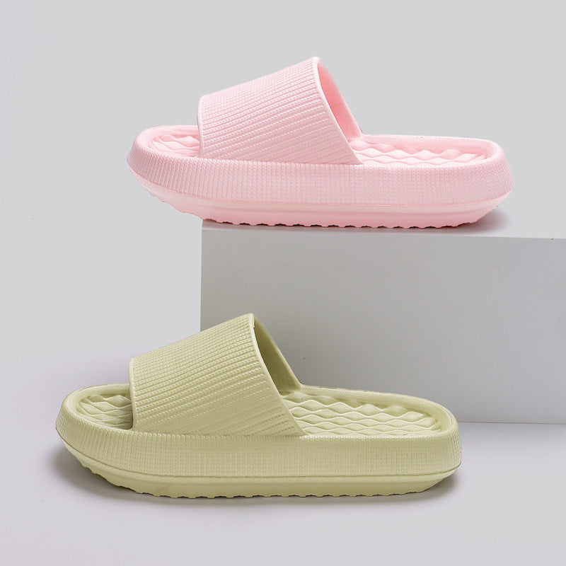 Summer EVA Slippers Solid Color Rhombus Stripe Anti-slip Slippers New Women's Home Shoes - Rokkaku 18 online shop