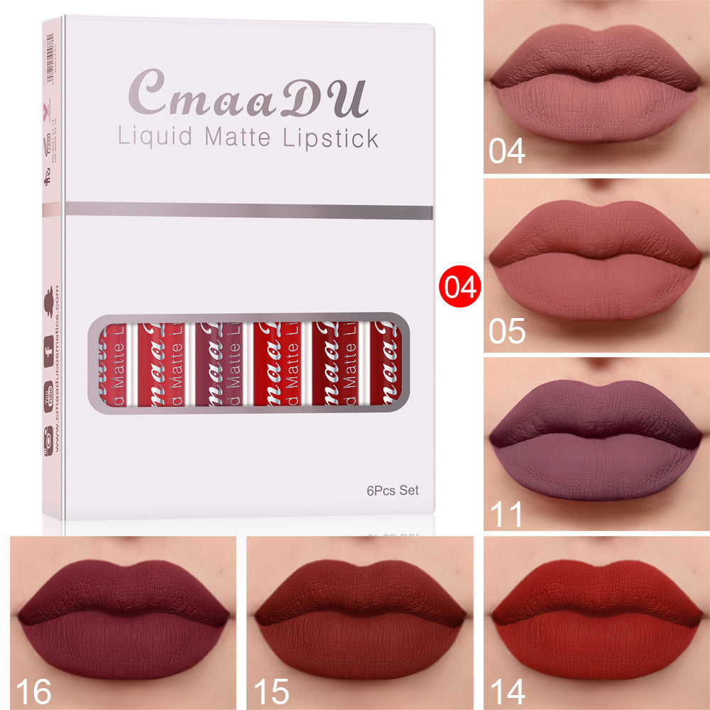 6 Boxes Of Matte Non-stick Cup Waterproof Lipstick Long Lasting Lip Gloss - Rokkaku 18 online shop