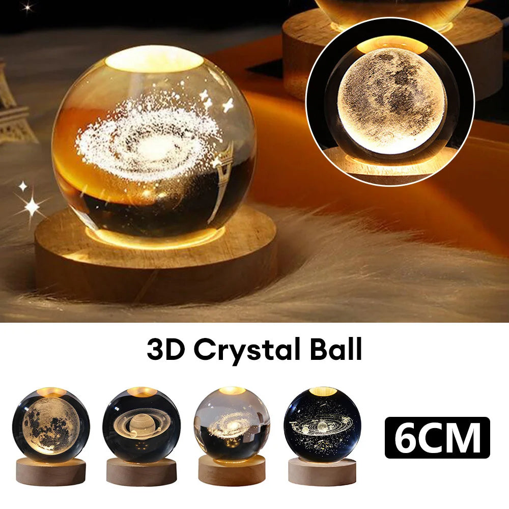 Luminous Starry Sky And Planets Moon Moon Crystal Ball Small Night Lamp Projection Ambience Light Creative Gift New Strange Gift - Rokkaku 18 online shop