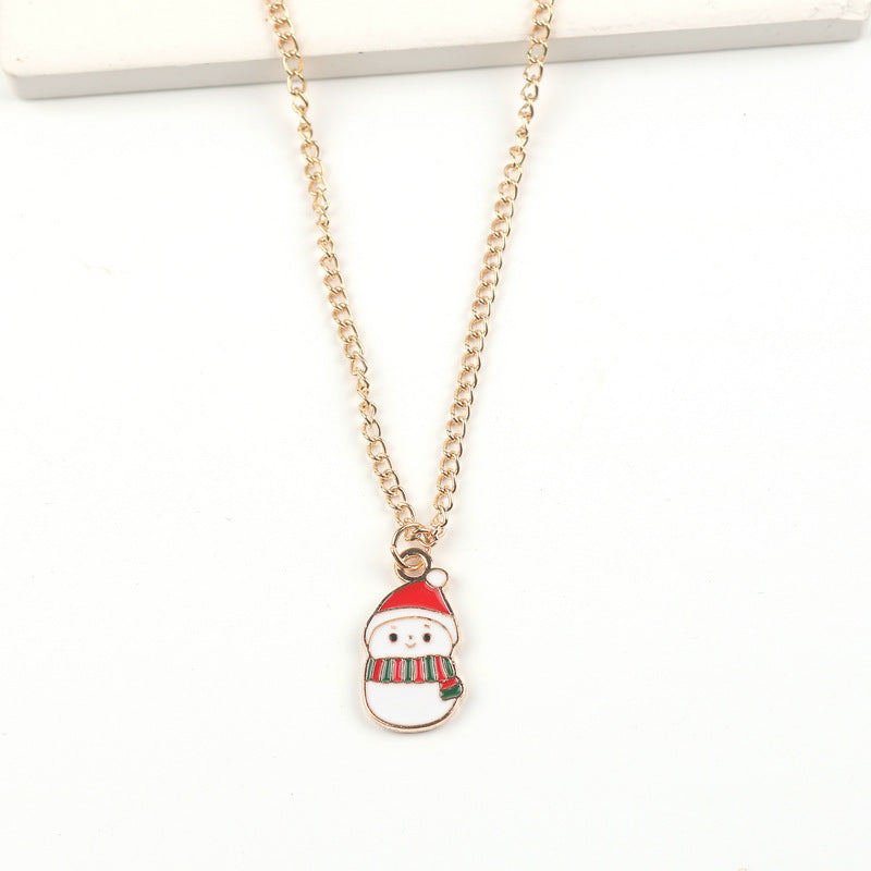 Christmas Necklace Cute Cartoon Santa Claus Snowman Elk Pendant Necklace Xmas New Year Festival Ear Jewelry Gifts - Rokkaku 18 online shop