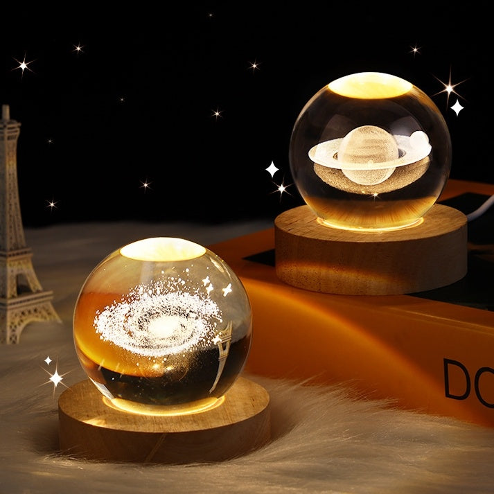 Luminous Starry Sky And Planets Moon Moon Crystal Ball Small Night Lamp Projection Ambience Light Creative Gift New Strange Gift - Rokkaku 18 online shop