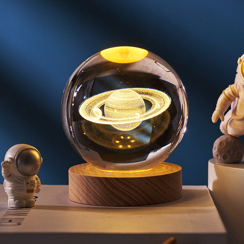 Luminous Starry Sky And Planets Moon Moon Crystal Ball Small Night Lamp Projection Ambience Light Creative Gift New Strange Gift - Rokkaku 18 online shop