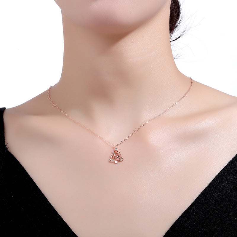 S925 Elk Christmas Tree Necklace Fashion Ins Style Zircon Clavicle Chain Women's Jewelry - Rokkaku 18 online shop