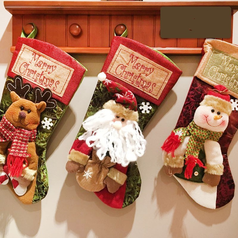 Christmas Stocking Socks Snowman Santa Elk Xmas Fireplace Xmas Tree Ornaments New Year Candy Bag Gift Christmas Decor - Rokkaku 18 online shop
