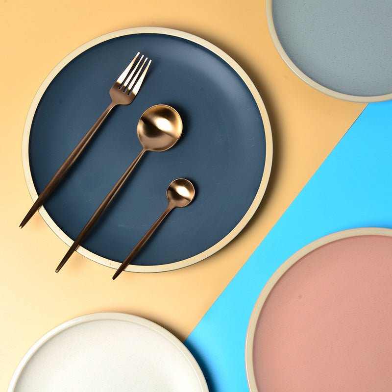 Pure color matte ceramic plate - Rokkaku 18 online shop