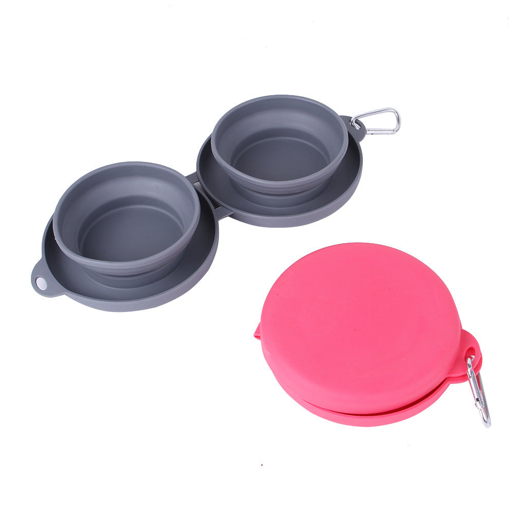Rubber Foldable Double Bowl Pet Feeding Bowl Pets Supplies Dog Cat Bowls - Rokkaku 18 online shop