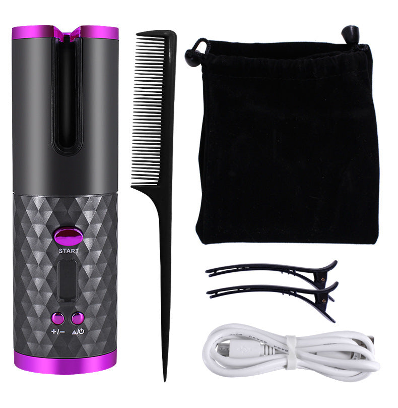 Rechargeable Automatic Hair Curler Women Portable Hair Curling Iron LCD Display Ceramic Curly Rotating Curling Wave Styer - Rokkaku 18 online shop