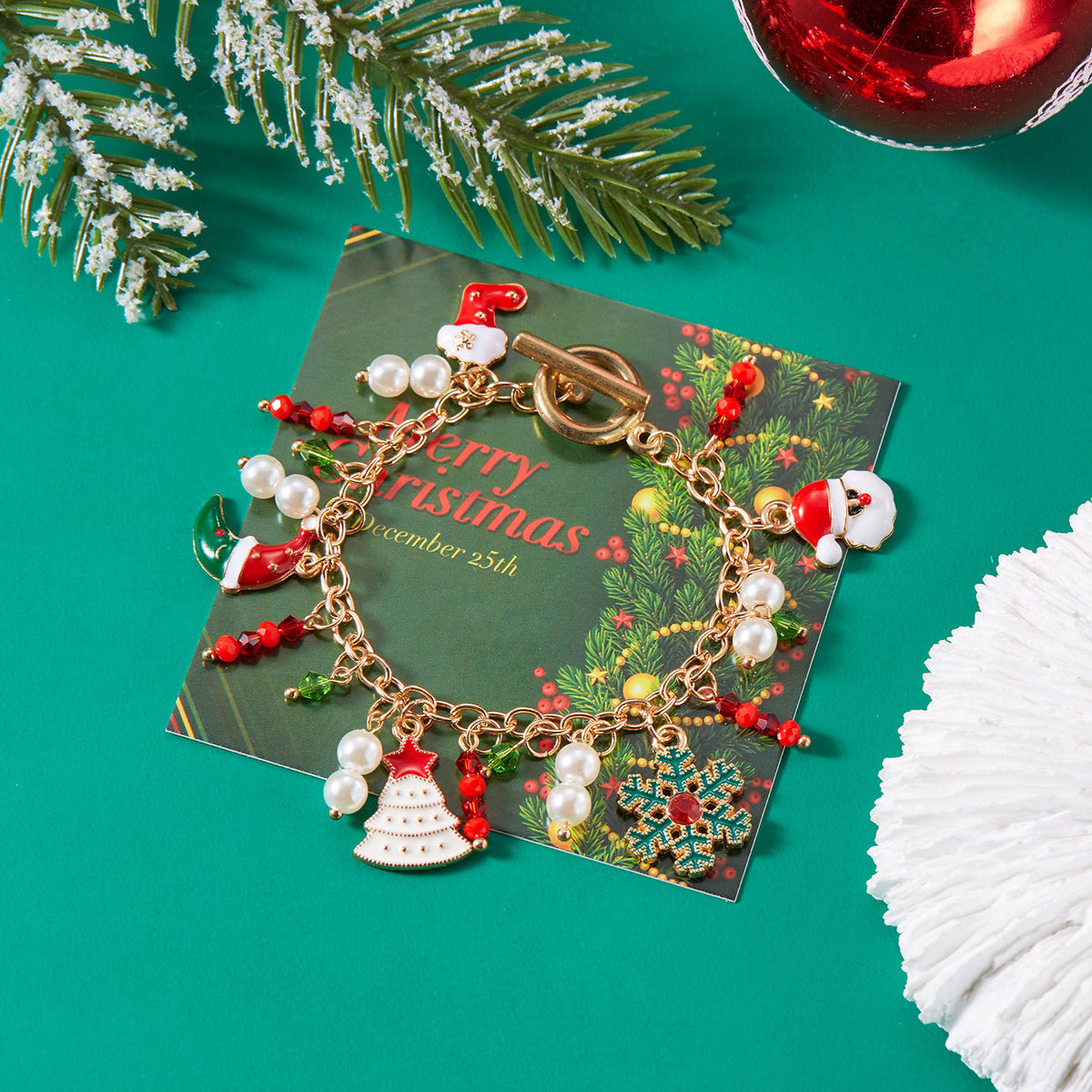 Personalized Christmas Bracelet Christmas Tree Santa Claus Pendant Bracelet For Women Jewelry - Rokkaku 18 online shop