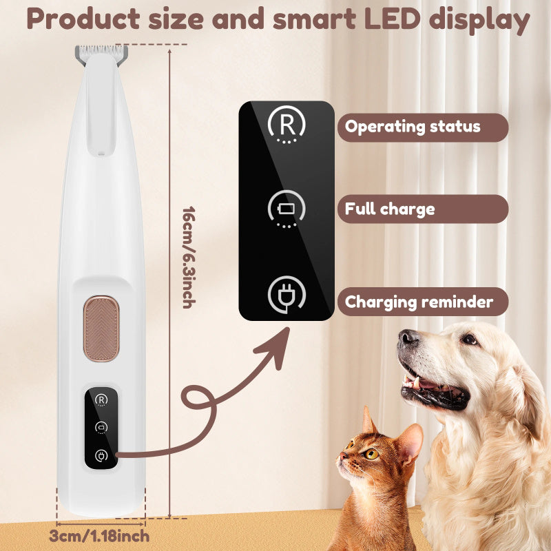 Pets Dog Paw Trimmer With LED Light Fully Waterproof Pet Hair Trimmer With LED Display Dog Clippers For Grooming Widen Blade - Rokkaku 18 online shop