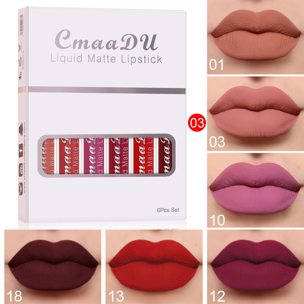 6 Boxes Of Matte Non-stick Cup Waterproof Lipstick Long Lasting Lip Gloss - Rokkaku 18 online shop