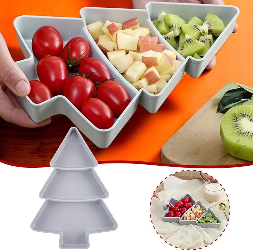 Christmas Tree Shaped Fruit Platter Creative Plates Storage Box Dried Fruit Snack Plates Divided Candy Dessert Plate Container - Rokkaku 18 online shop