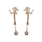 Sterling Silver Needle Mori Style Light Luxury Fritillary Flower Dual-wear Tassel Earrings