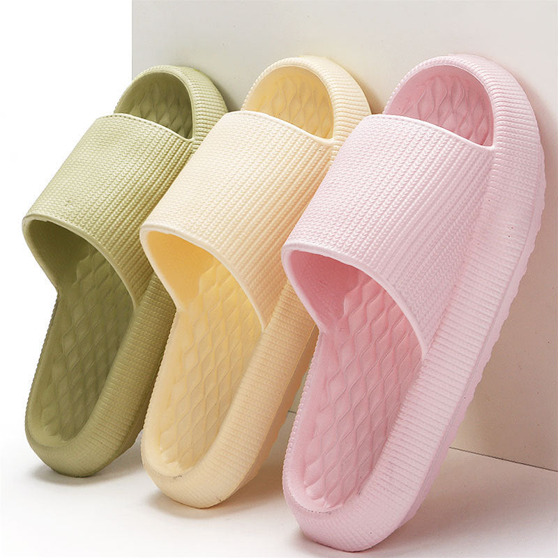Summer EVA Slippers Solid Color Rhombus Stripe Anti-slip Slippers New Women's Home Shoes - Rokkaku 18 online shop