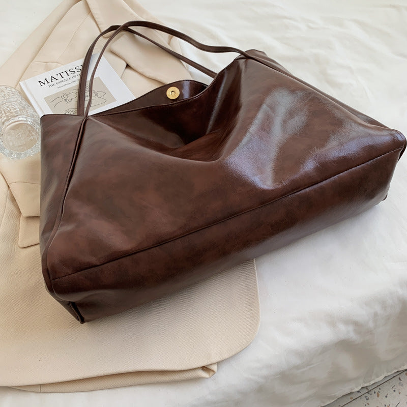 Fashion Handbag New Autumn And Winter Japanese And Korean Large Capacity Soft Leather Shoulder Bag Retro Casual Handbag - Rokkaku 18 online shop