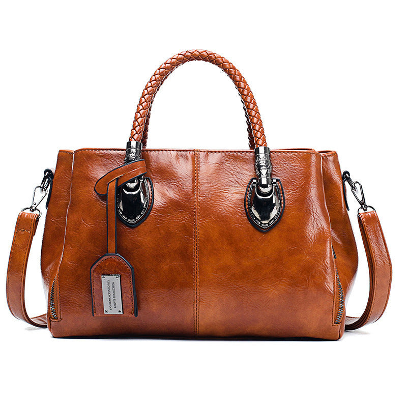 Vintage Oil Wax leather luxury handbags Women Bags - Rokkaku 18 online shop