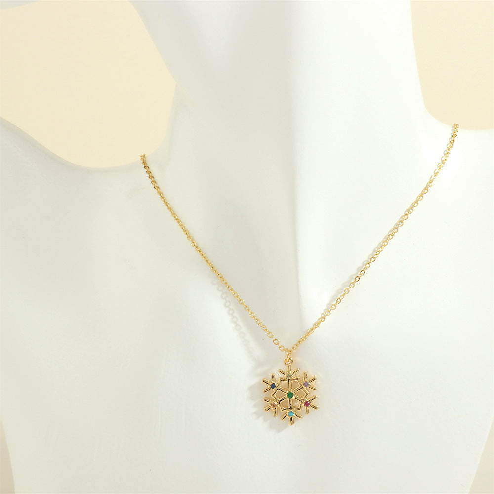 Christmas Tree Santa Claus Elk Snowman Oil-drop Necklace With Colored Rhinestones Ins Festival Clavicle Chain Necklace For Women Jewelry - Rokkaku 18 online shop