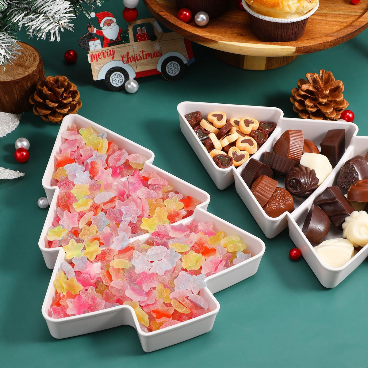 Christmas Tree Shaped Fruit Platter Creative Plates Storage Box Dried Fruit Snack Plates Divided Candy Dessert Plate Container - Rokkaku 18 online shop