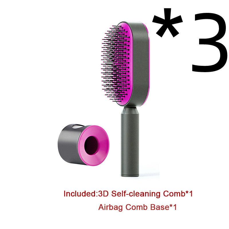 Self Cleaning Hair Brush For Women One-key Cleaning Hair Loss Airbag Massage Scalp Comb Anti-Static Hairbrush - Rokkaku 18 online shop