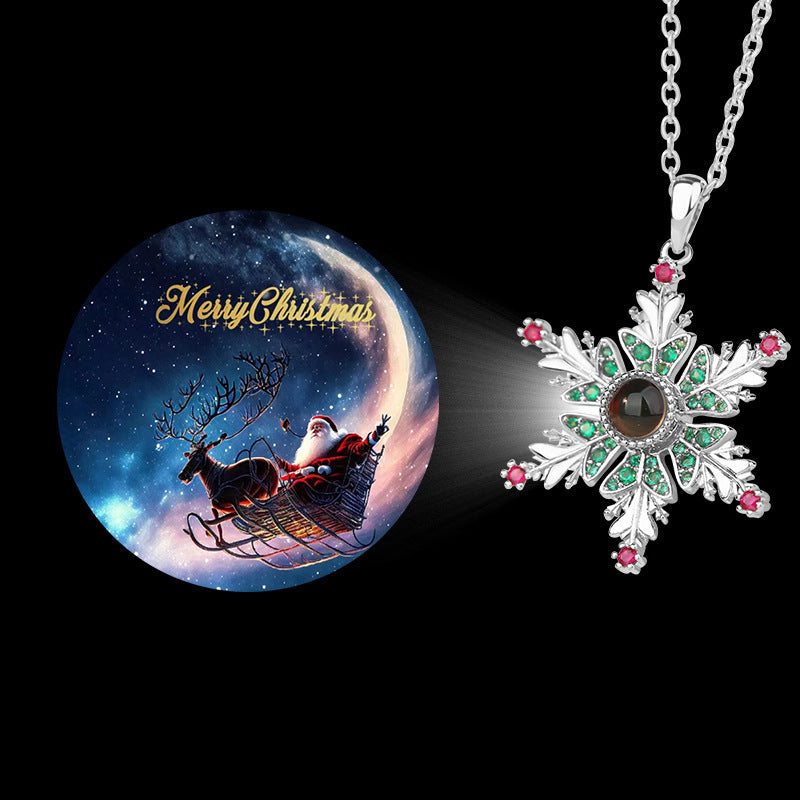 New Christmas Snowflake Necklace With Projection Design For Couples Christmas Gift Women's Clavicle Chain Jewelry - Rokkaku 18 online shop