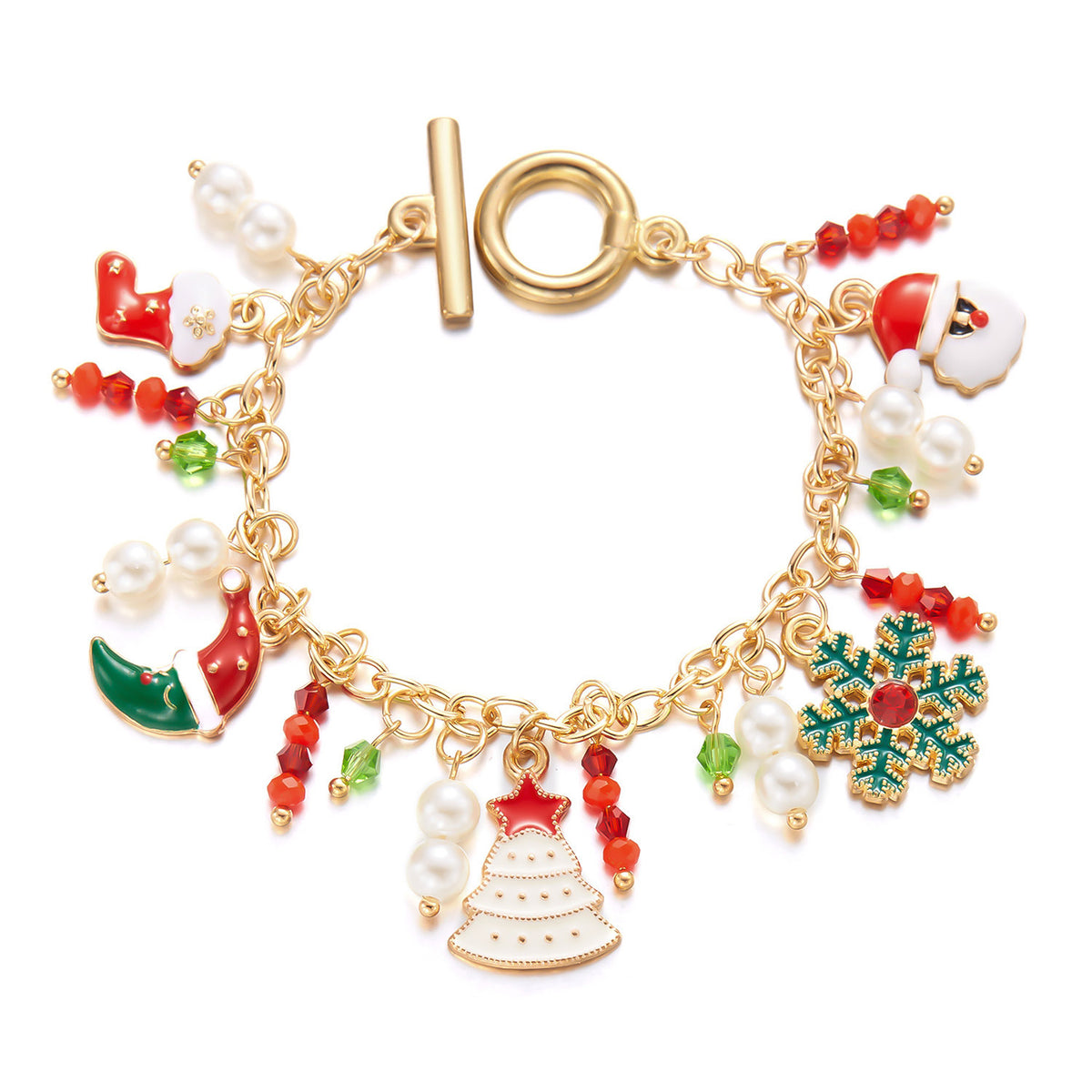 Personalized Christmas Bracelet Christmas Tree Santa Claus Pendant Bracelet For Women Jewelry - Rokkaku 18 online shop