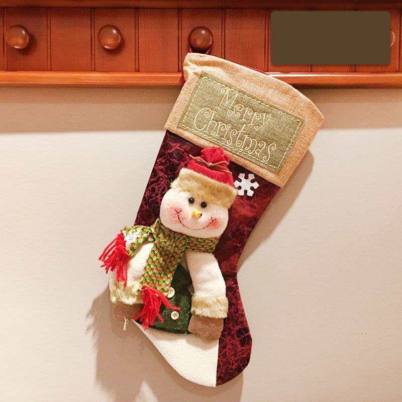 Christmas Stocking Socks Snowman Santa Elk Xmas Fireplace Xmas Tree Ornaments New Year Candy Bag Gift Christmas Decor - Rokkaku 18 online shop