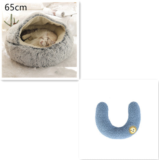 2 In 1 Dog And Cat Bed Pet Winter Bed Round Plush Warm Bed House Soft Long Plush Pets Bed Pet Products - Rokkaku 18 online shop