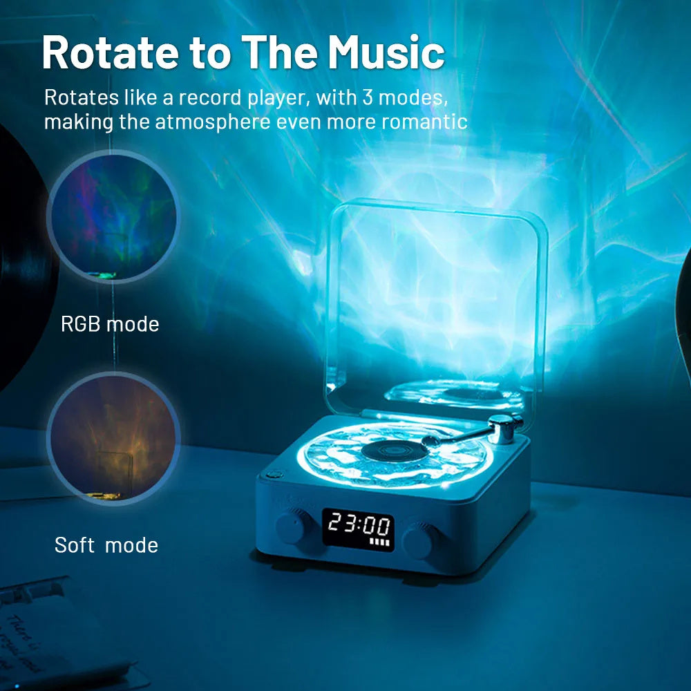 Retro Turntable Speaker Wireless Bluetooth-compatible 5.0 Vinyl Record Player Stereo Sound With White Noise RGB Projection Lamp Effect - Rokkaku 18 online shop