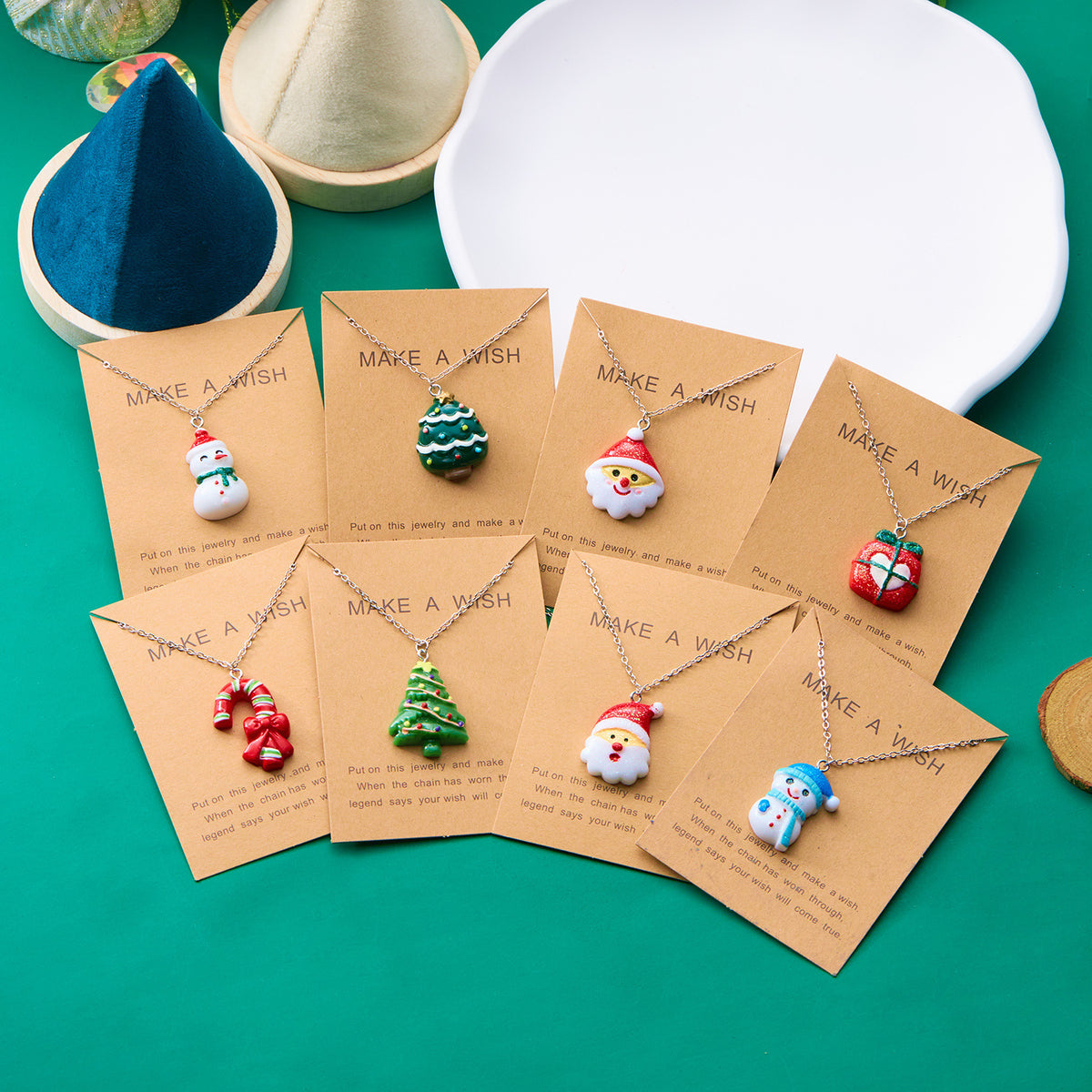 Cute Cartoon Resin Necklace Christmas Snowman Santa Claus Pendant Clavicle Chain Necklace For Women Jewelry - Rokkaku 18 online shop