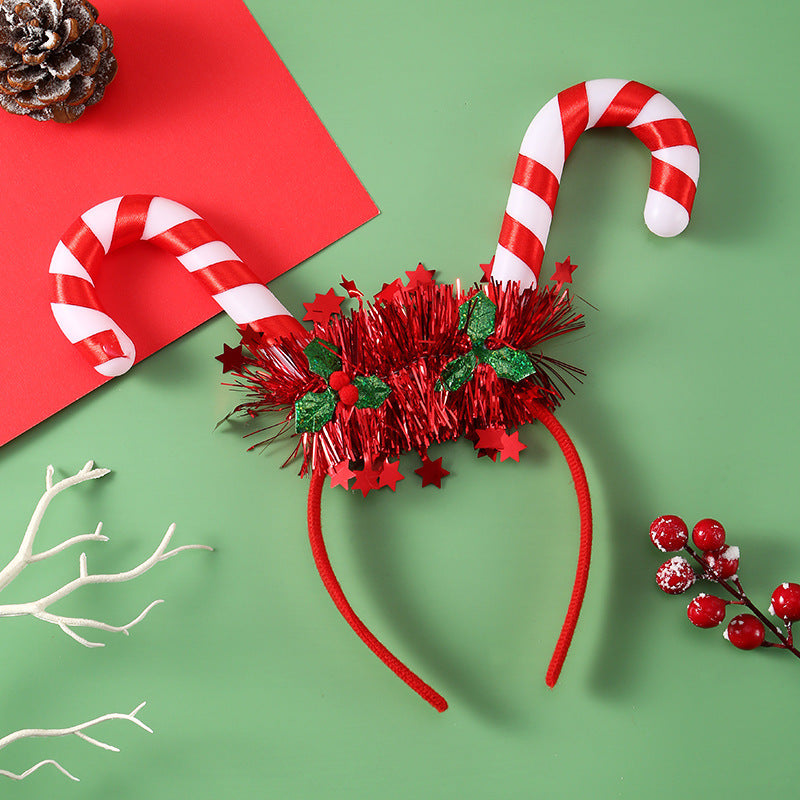 IPC Christmas Hair Band Glowing Headband Xmas Tree Snowflake Hair Band Deer Horn Light Flashing Headwear Merry Christmas Gift - Rokkaku 18 online shop