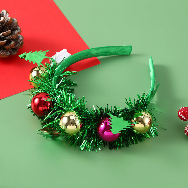 IPC Christmas Hair Band Glowing Headband Xmas Tree Snowflake Hair Band Deer Horn Light Flashing Headwear Merry Christmas Gift - Rokkaku 18 online shop