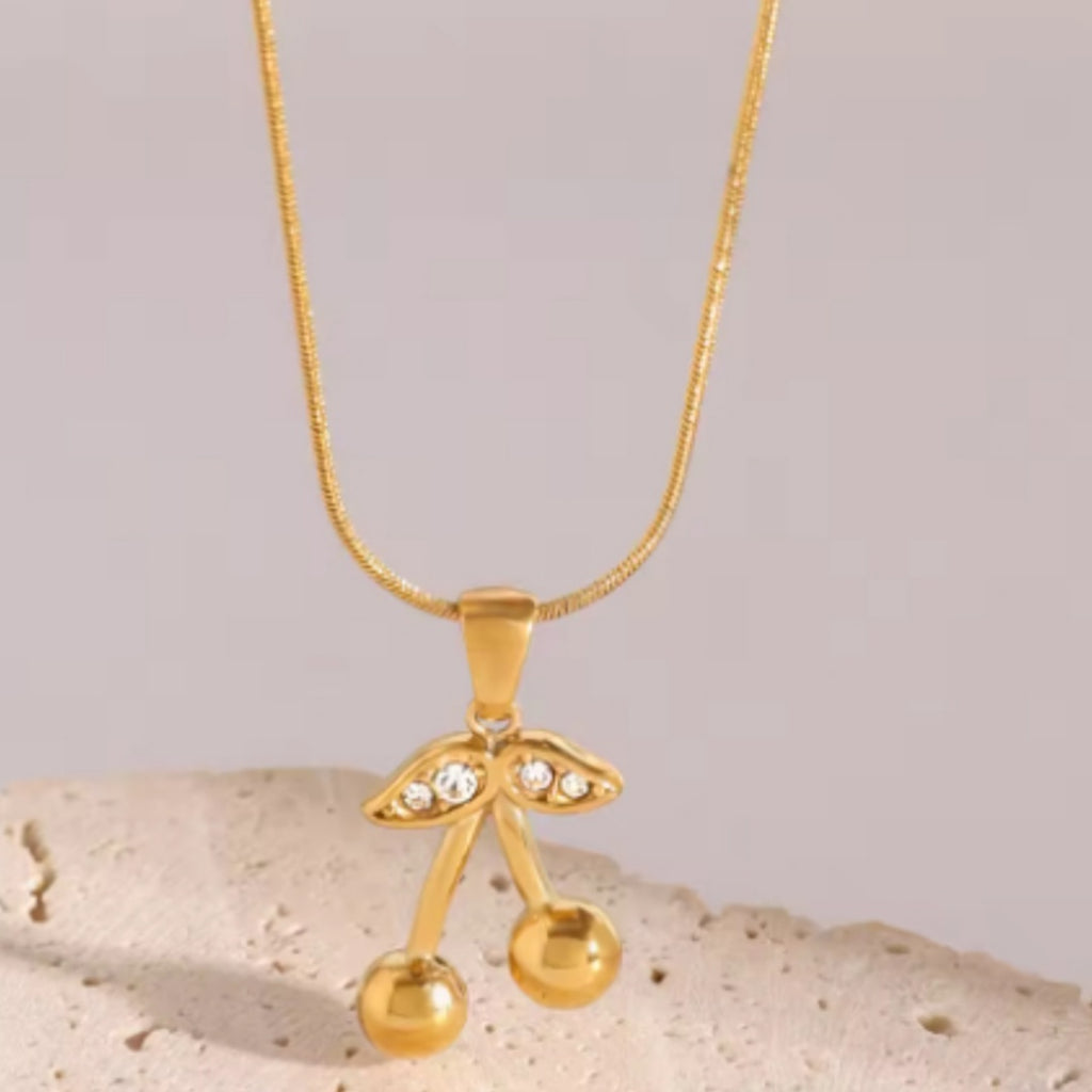 Stainless Steel Cherry Necklace Cute Earrings Ornament Women - Rokkaku 18 online shop