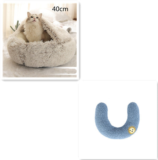 2 In 1 Dog And Cat Bed Pet Winter Bed Round Plush Warm Bed House Soft Long Plush Pets Bed Pet Products - Rokkaku 18 online shop
