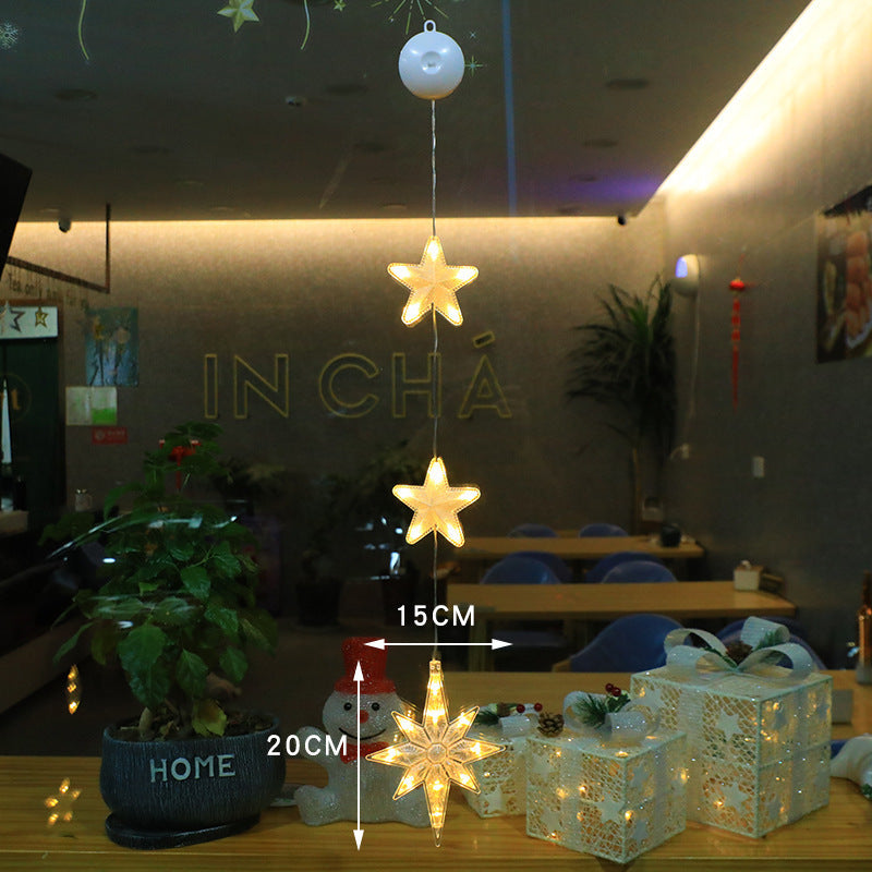 Christmas 3pcs LED Light Star Xmas Tree Hanging Sucker Lamp Window Ornaments Decoration For Home Xmas Navidad New Year Decor Christmas Decorations - Rokkaku 18 online shop