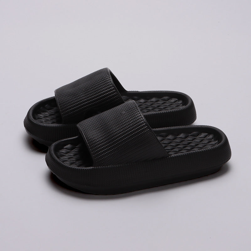 Summer EVA Slippers Solid Color Rhombus Stripe Anti-slip Slippers New Women's Home Shoes - Rokkaku 18 online shop