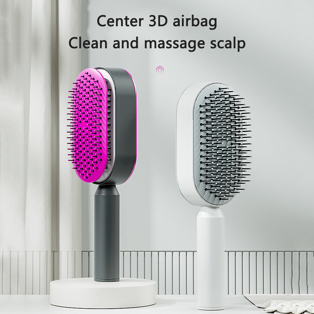 Self Cleaning Hair Brush For Women One-key Cleaning Hair Loss Airbag Massage Scalp Comb Anti-Static Hairbrush - Rokkaku 18 online shop
