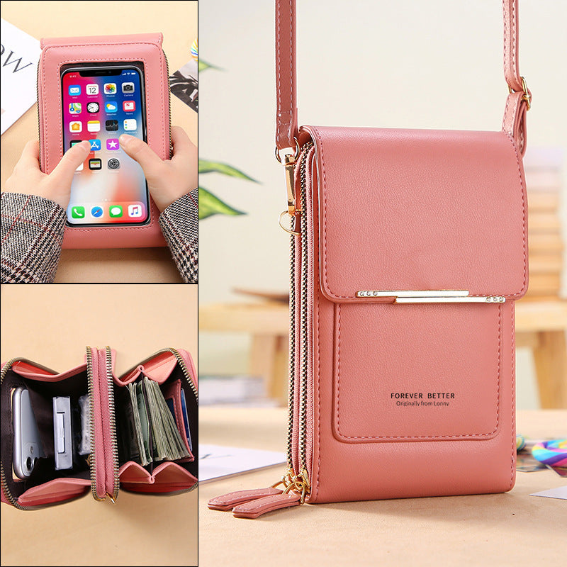 Touch Screen Mobile Phone Bag Small Crossbody Shouder Bags Women Long Wallet - Rokkaku 18 online shop