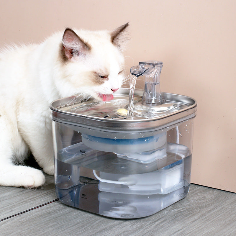 Pet Cat Dog Stainless Steel Automatic Circulation Water Dispenser Intelligent Fountain Pets Accessories - Rokkaku 18 online shop